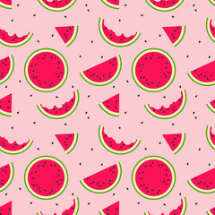 Cute seamless pattern with watermelon