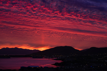 Beautiful sunset at the end of the world, argentina