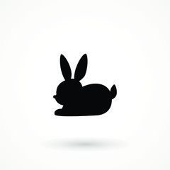 Easter rabbit silhouette isolated on a white background. Cartoon vector element . Animal
