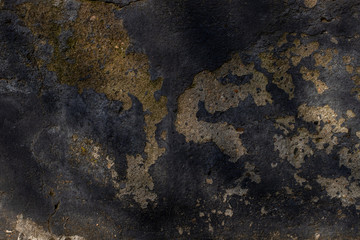 dark blue concrete wall. cement peeling wall. grunge texture.