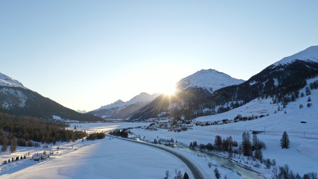 Engadin in Abendsonne
