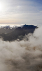 Snowdonia mountain aerial view, Wales UK