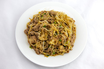 Fried Beef Brisket and mung bean sprout with soy sauce