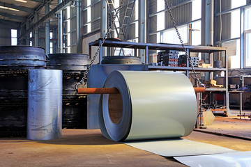 Strip steel in production workshop