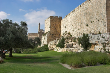 Fototapeta na wymiar At walls of Jerusalem.