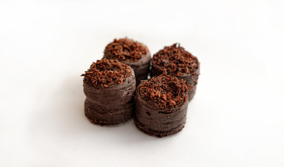 Swollen peat tablets ready for seed planting
