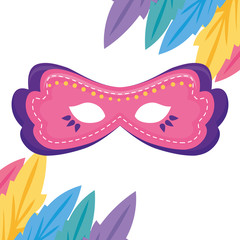 Isolated party mask with feathers vector design