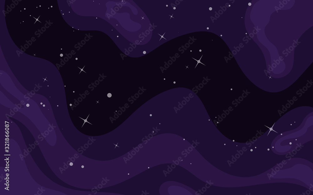 Wall mural vector space background . cute flat style template with stars in outer space
