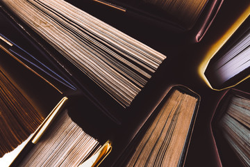 Old and used books. Knowledge and success in our careers, business and personal lives