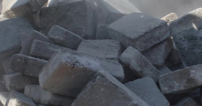 Pile of paver bricks on a job site
