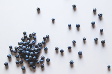 Group of fresh blueberries isolated on white background. Healthy food, health