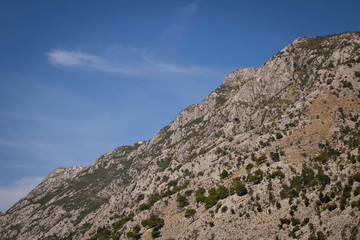 Mountains against the blue sky . Mountains in Montenegro. Selective focus.