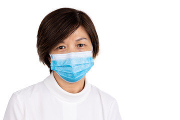 Asian women with face mask for protection against influenza virus