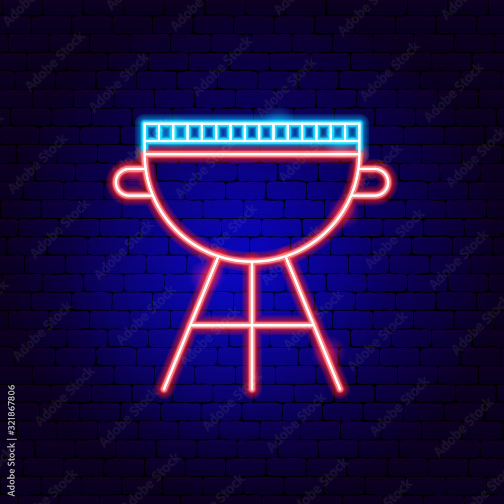 Poster bbq grill neon sign