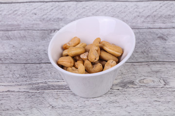 Cashew nuts heap in the bowl