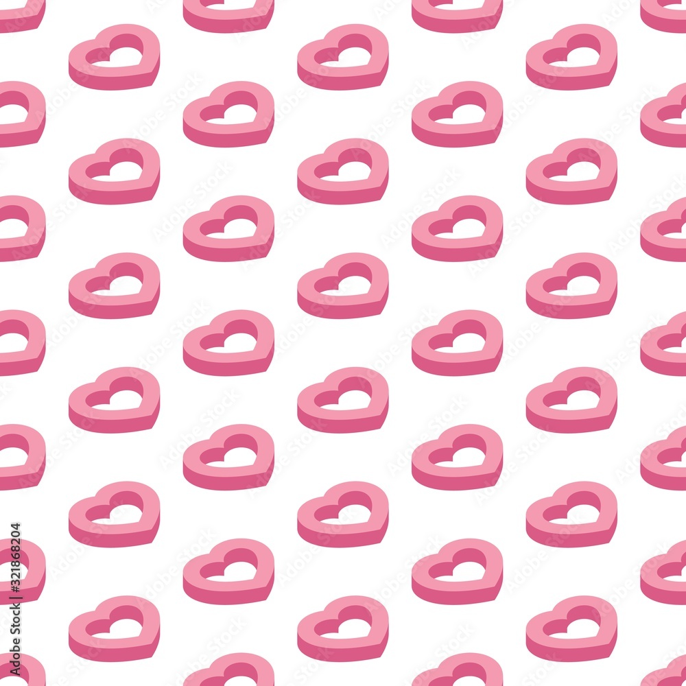 Aufkleber seamless pattern of isometric hearts on white background. valentines day template design layout. fla