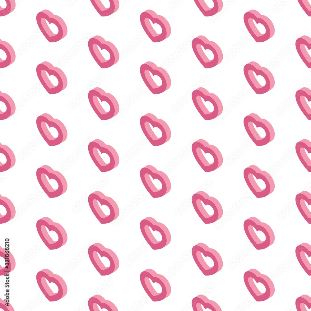 Aufkleber seamless pattern of isometric hearts on white background. valentines day template design layout. fla