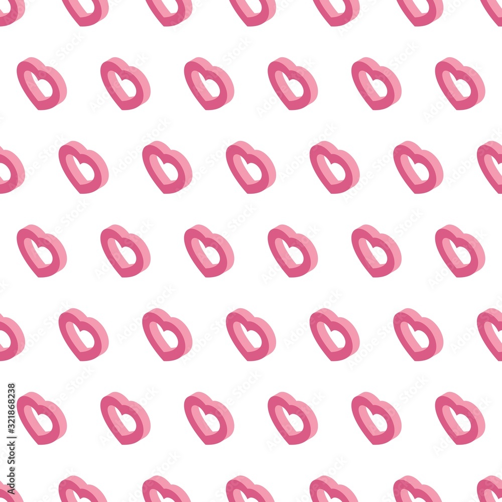 Aufkleber seamless pattern of isometric hearts  on white background. valentines day template design layout. flat vector illustration easy to edit and customize. eps 10