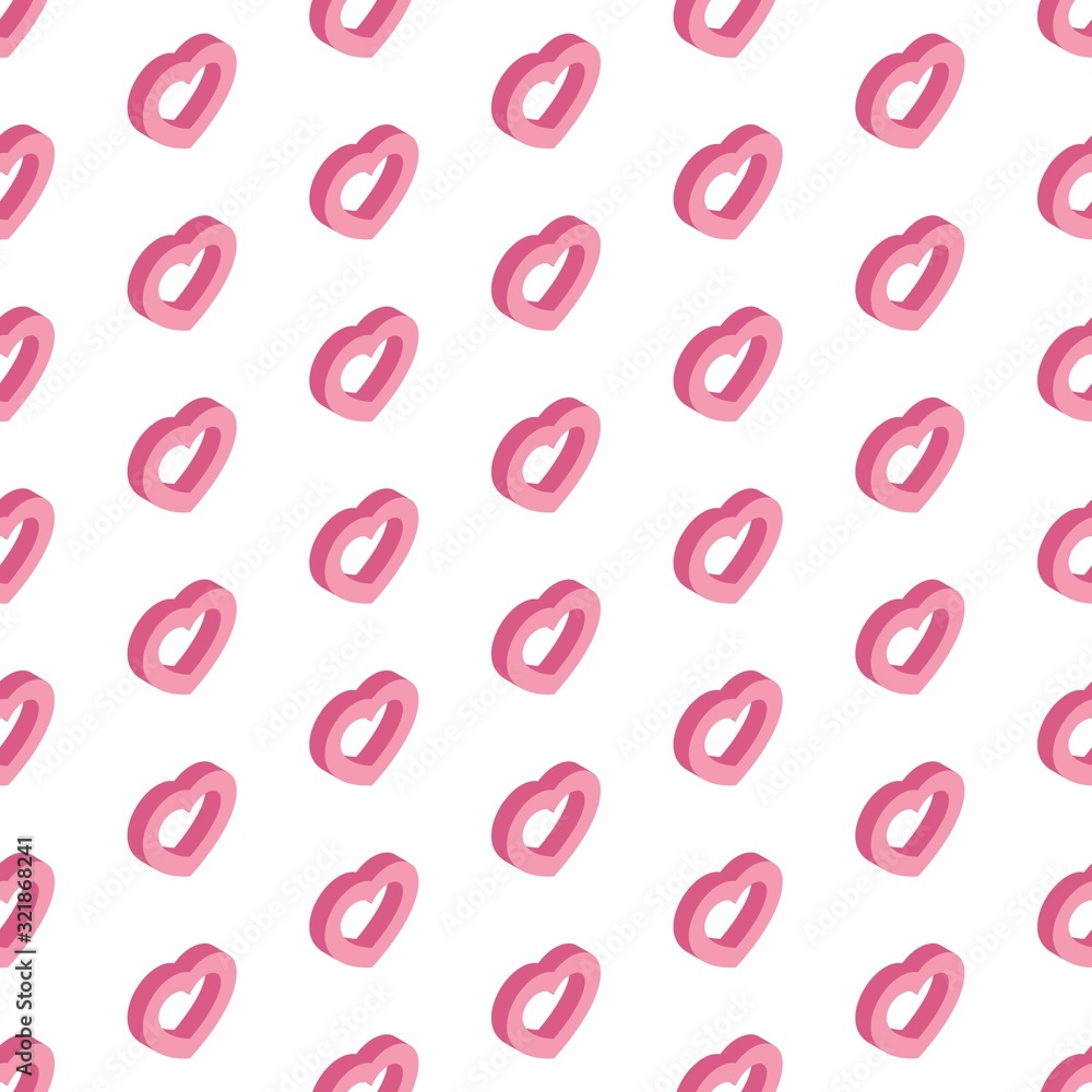 Aufkleber seamless pattern of isometric hearts on white background. valentines day template design layout. fla