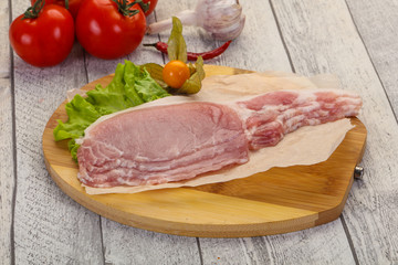 Raw pork bacon