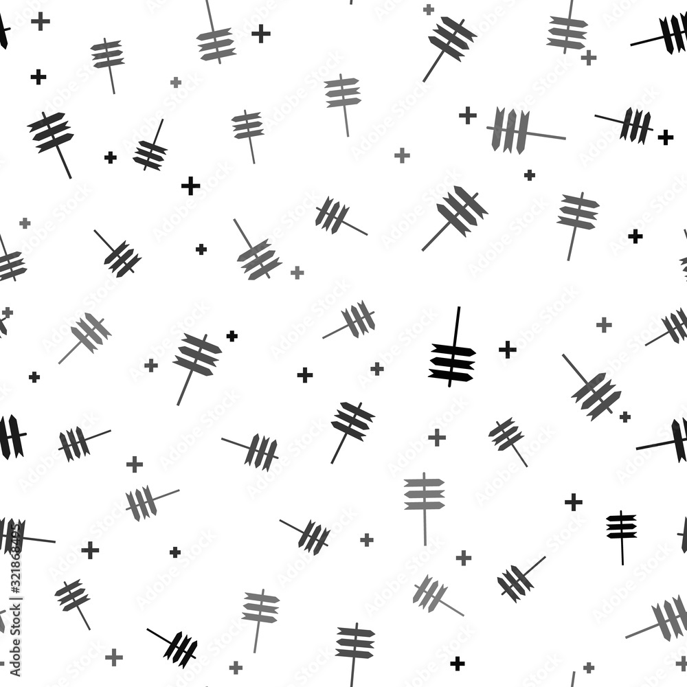 Poster black road traffic sign. signpost icon isolated seamless pattern on white background. pointer symbol