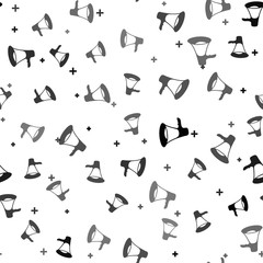 Black Megaphone icon isolated seamless pattern on white background. Vector Illustration