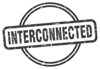 interconnected stamp. interconnected round vintage grunge sign. interconnected