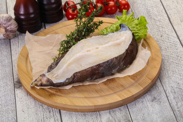 Raw wolffish steak