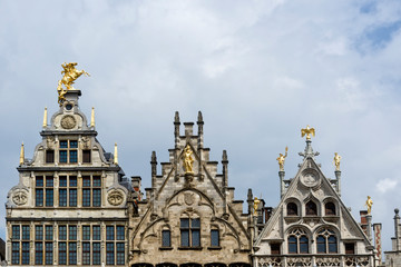 Fototapeta na wymiar nice corporate houses on The Grote Markt, Great Market Square of Antwerp, Belgium