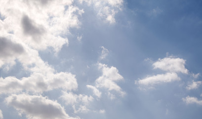 Obraz premium Image Of Clouds In The Sky. blue sky background with tiny clouds