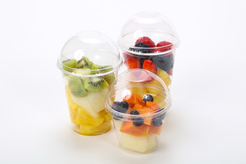 Sliced fruit mix in the box