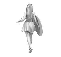 warrior woman character, 3D rendering, illustration