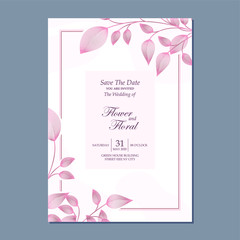 Minimalist floral wedding invitation card template design with elegant and trendy design, floral line art drawing with frame 
