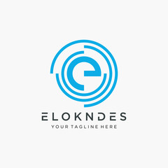 Fototapeta premium initial Letter E Digital Logo Design Template. symbol process for technology digital. -vector