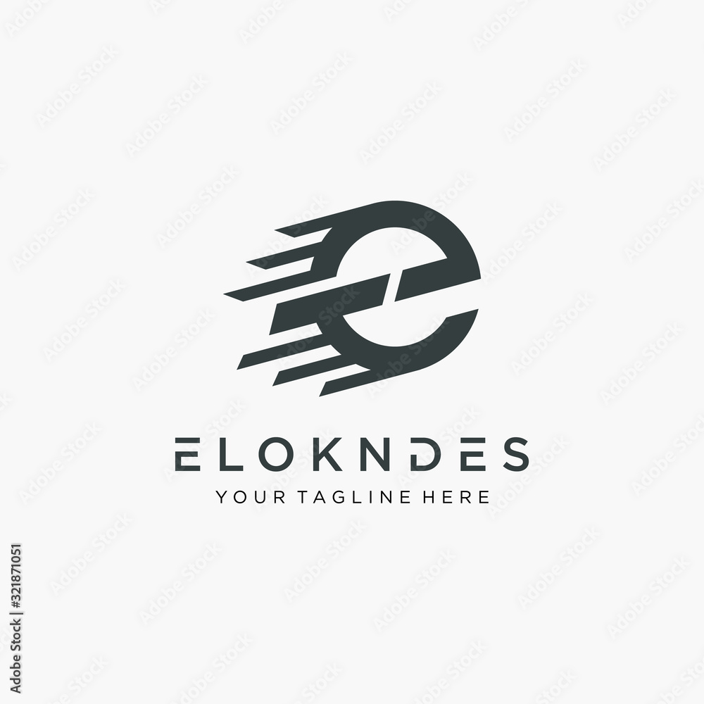 Poster initial letter et te motion logo design with speed element. symbol information data for technology d