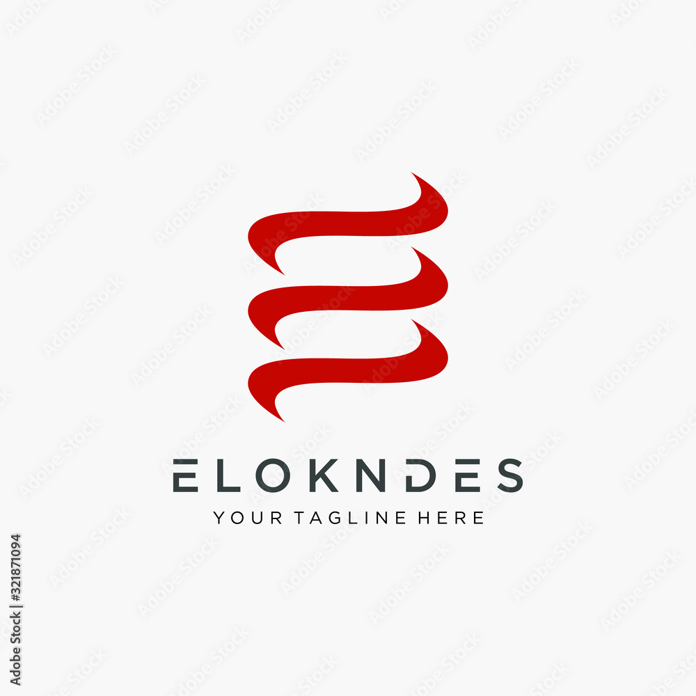 Poster abstract initial e minimalist logo design with swoosh elements . elegant logo template vector creati