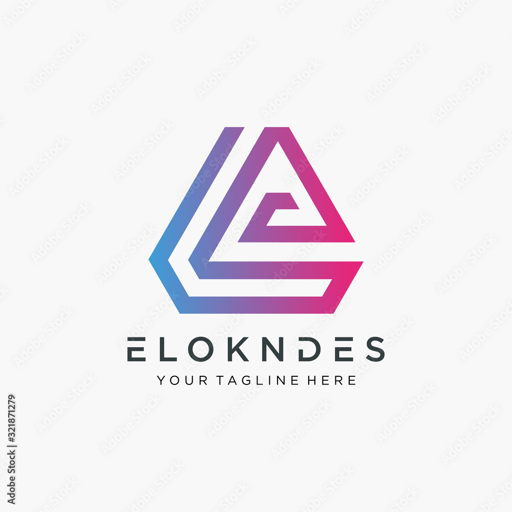Poster abstract initial e minimalist logo design with line concept. elegant logo template vector creative b