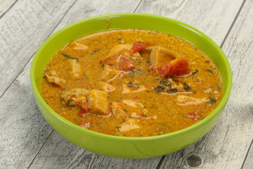 Traditional thai curry chicken soup