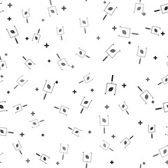 Black American football with goal post icon isolated seamless pattern on white background. Vector Illustration