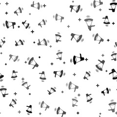 Black Megaphone icon isolated seamless pattern on white background. Vector Illustration