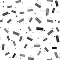 Black Hanging sign with text Reserved sign icon isolated seamless pattern on white background. Business theme for cafe or restaurant. Vector Illustration