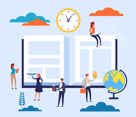 Education training class online web learning concept. Vector flat cartoon graphic design illustration