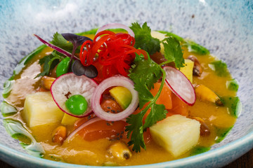 Gurman Soup with salmon and vegetables