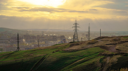 Landscape of the city over the hill