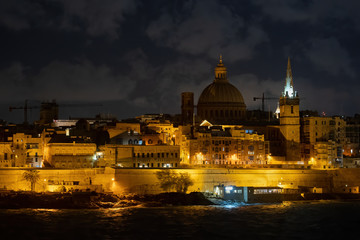 Walled City of Valletta in Malta by Night