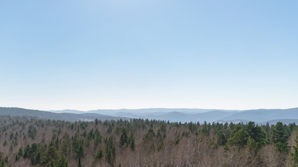 Mountains and coniferous forest, Siberia, 2/3 of the sky