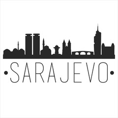 Obraz premium Sarajevo Bosnia. City Skyline. Silhouette City. Design Vector. Famous Monuments.
