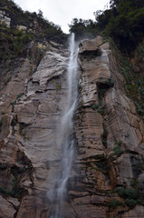 Fototapeta na wymiar big waterfall of Yumbilla North of Peru near Chachapoyas Cuispes. Consists of 4 jumps with 896 m high