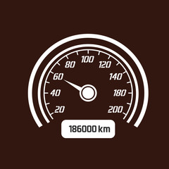 Car speedometer, acceleration of a car to maximum speed. Vector illustration.