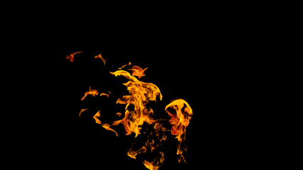 Fire flames on black background. fire on black background isolated. fire patterns